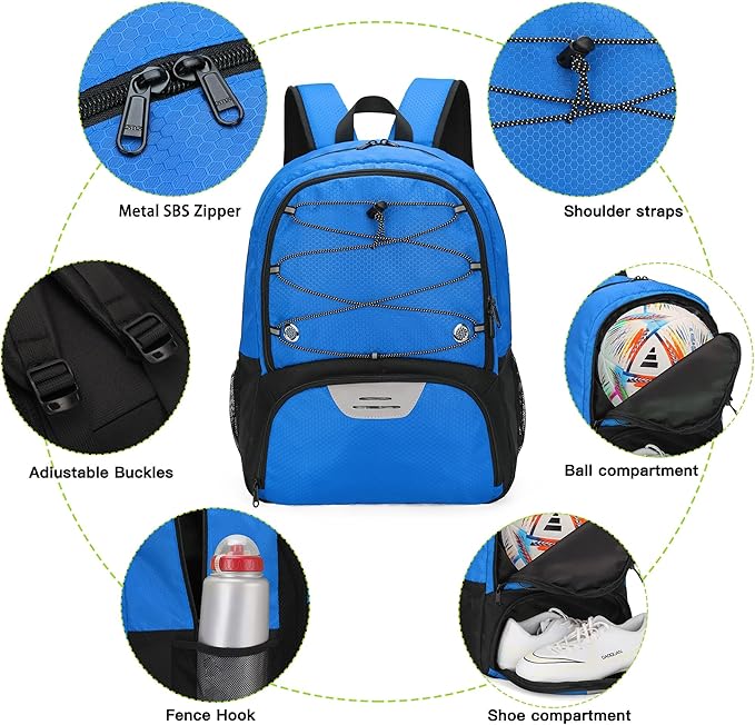 Youth Soccer Bag-Soccer Backpack&Backpack for Football Basketball,with Ball Compartment Separate Cleat Package