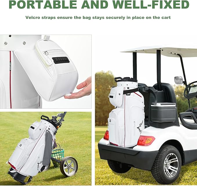 UNIHIMAL 14-Way Golf Cart Bag, Premium Full Length Golf Bag for Men with Magnetic Leather Pocket, Handles and Rain Cover