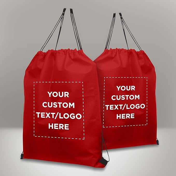 DISCOUNT PROMOS Custom Non-Woven Drawstring Backpacks Set of 10/50/100, Personalized Bulk Pack