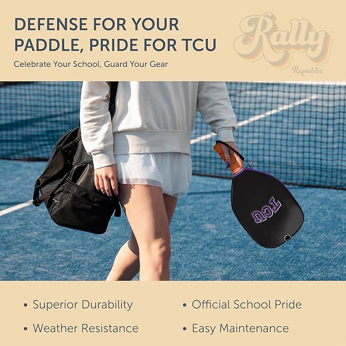 Officially Licensed Collegiate Pickleball Paddle Cover - Lightweight PU Leather Material - Durable Foam Interior Protection with Zippered Closure - Fits Most Paddles on the Market