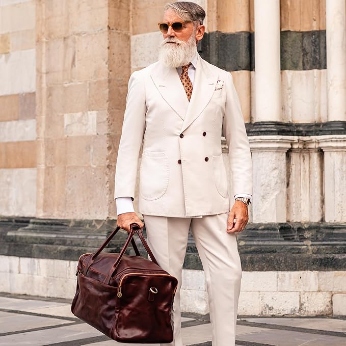 Leather Duffel Bag Weekend Bag Gym Large Travel Bag - Time Resistance