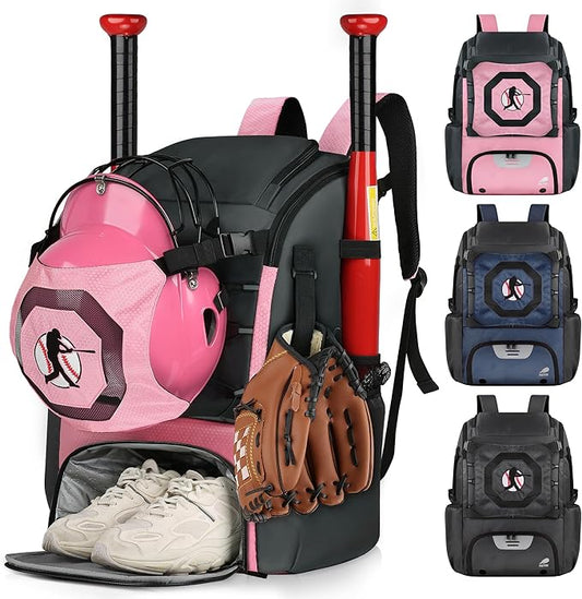 Baseball Backpack Softball Bat Bag for Youth Adults Baseball T-Ball Equipment Bag with Shoes Compartment