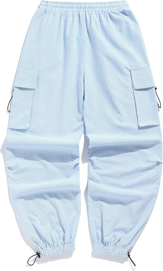 ZAFUL Men's Parachute Pants Casual Baggy Cargo Drawstring Trouser