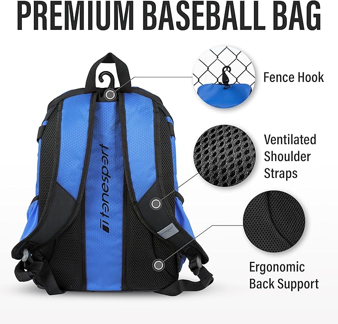 Baseball Bag - Backpack for Baseball, Softball, Tball - Adults & Youth Bat Bag