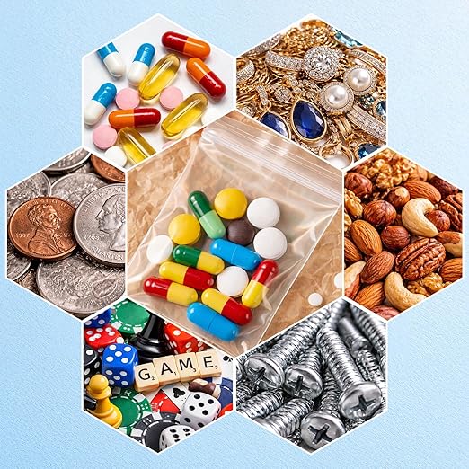 Zip Small Plastic Bags, 3x4.5 inch (100 pcs) 2 Mil, Clear Resealable Poly Bag for Jewelry, Gift, Candy, Pill, Snack, Storage, coin, Business Baggies