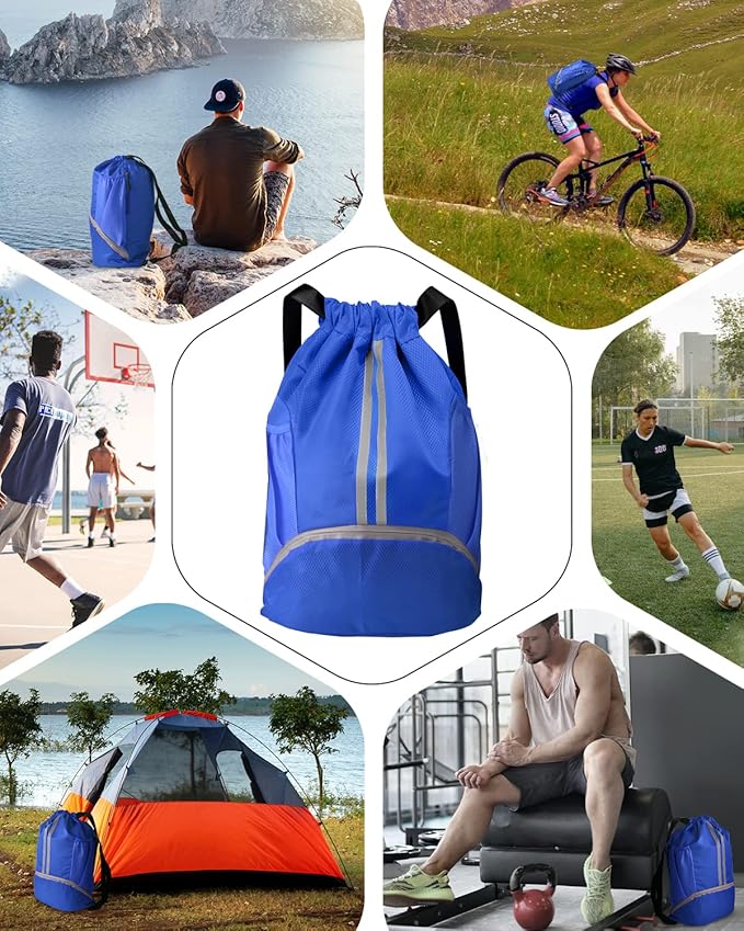 BROTOU Soccer Bags, Football Backpack, Volleyball Bag, Drawstring Backpack with Ball and Shoe Compartment, Football bags for Equipment Swim Gym Bag