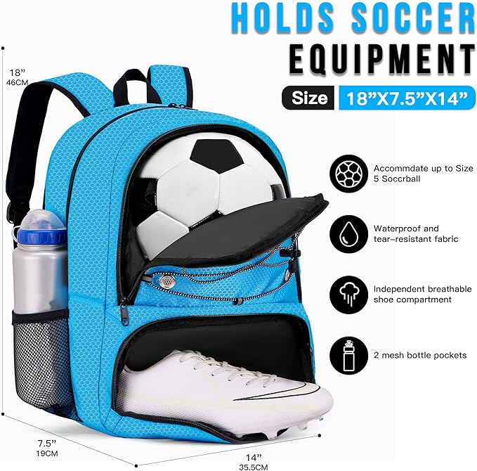 Youth Soccer Bag-Soccer Backpack&Backpack for Football Basketball,with Ball Compartment Separate Cleat Package