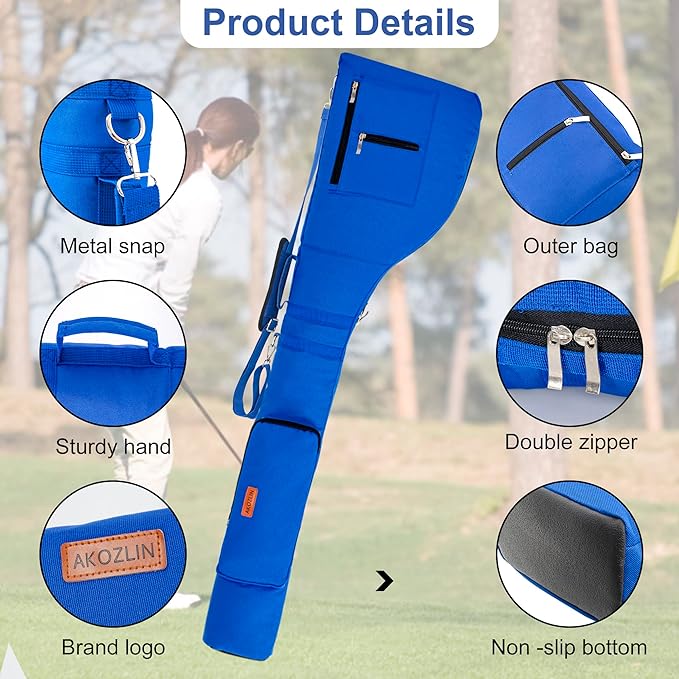 AKOZLIN Golf Clubs Carry Bag 8-10 Lightweight Foldable Travel Sunday Golf Case with Strap Waterproof Sunday Bag