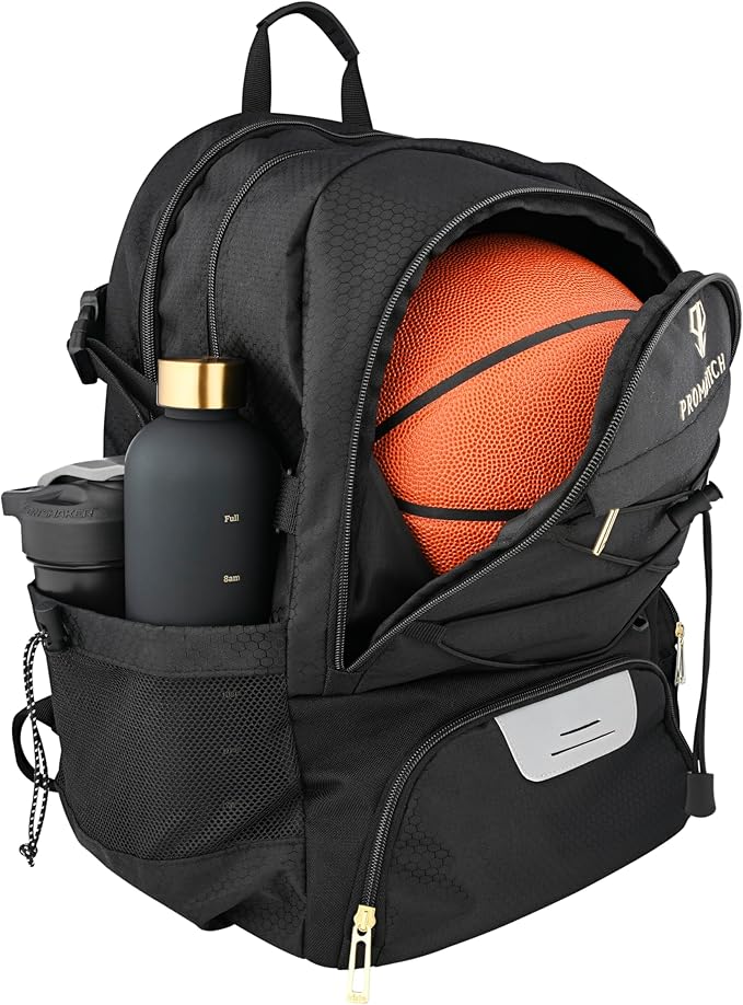 Sports Backpack, All-in-One Design for Size 5 Soccer Ball or Size 7 Basketball, Laptop-Ready, Cleat Storage, Hydration System, Quick Access Zipper - Ideal for Gym and Sports