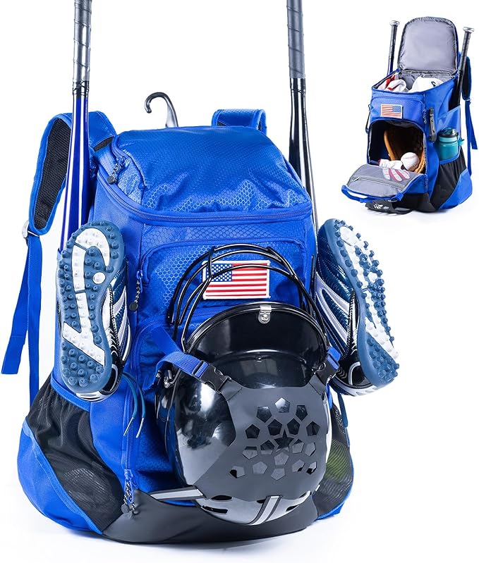 | Baseball Bag Softball Bat Bag, Double-layer Baseball Backpack Adult with Gear Klip To Hold Baseball Glove, Baseball Essential Gear, Youth Baseball Bag for Boys, Girls, Baseball Accessories