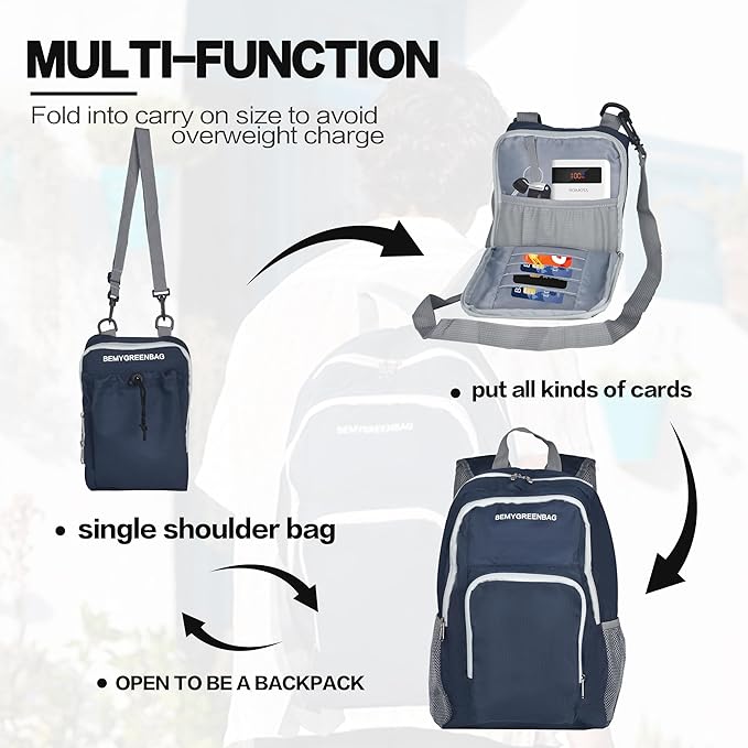 BEMYGREENBAG 35L Foldable Waterproof Backpack For Outdoor Sports Travel Inside Wet Clothes Compartment Packable For Multiple