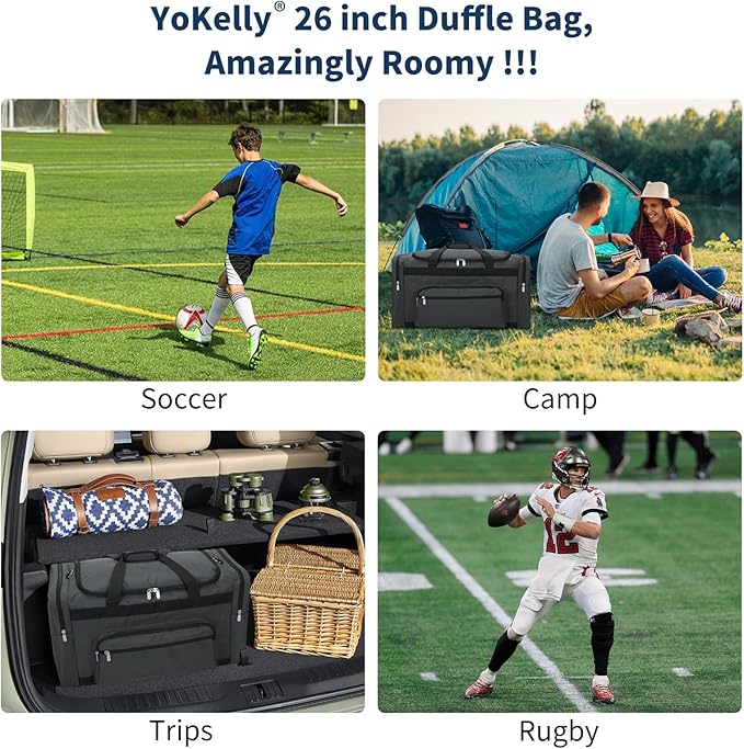 75L Large Duffle Bag for Men - 26 inch Duffel Bag Heavy Duty for Weekend Travel Sport Camping/Travel - Dark Grey