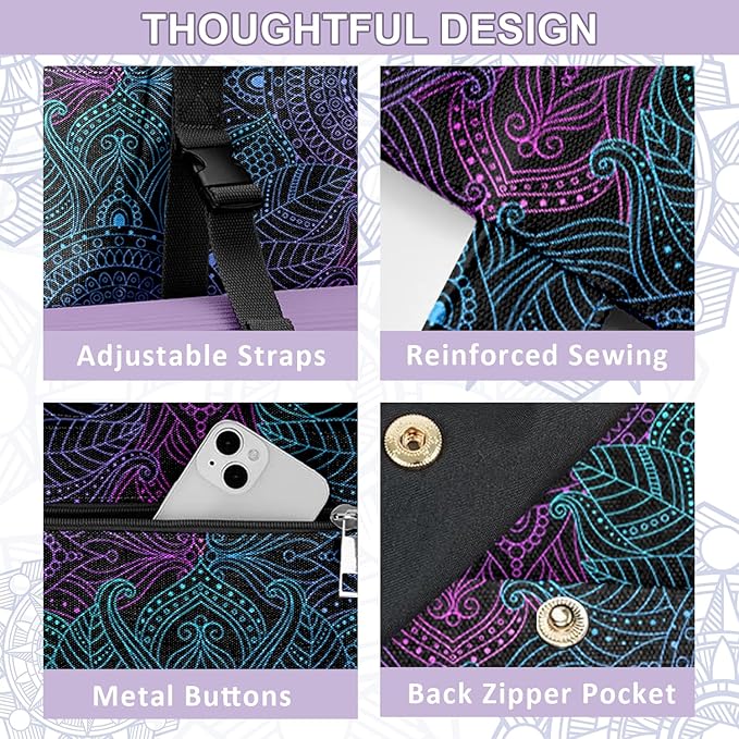 Adalore Women's Yoga Bag with Yoga Mat Carrier - Large Mat Pocket Fitness Tote for Pilates, Gym, Travel, Office & Beach