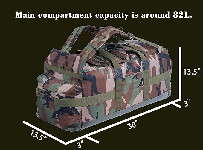 Backferry Large Military Duffle Bag Backpack Tactical Field Gear Equipment Duffel Bag Army Deployment Bag 85L