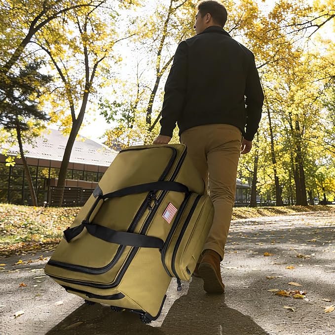 150L Large Rolling Duffle Bag with Wheels, Heavy Duty 32'' Tri-Wheel Gear Hauler for Camping,Moving Sports Equipment, Military & Airline Checked Bag Approved