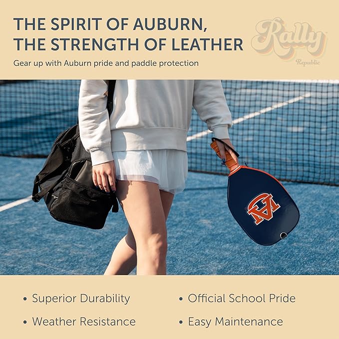 Officially Licensed Collegiate Pickleball Paddle Cover - Lightweight PU Leather Material - Durable Foam Interior Protection with Zippered Closure - Fits Most Paddles on the Market
