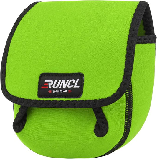 RUNCL Spinning Reel Bag – Protective Storage Pouch for Baitcasting Reels & Spinning Reels, Lightweight & Durable, Ideal for Freshwater & Saltwater Fishing Trips (Green & Black)