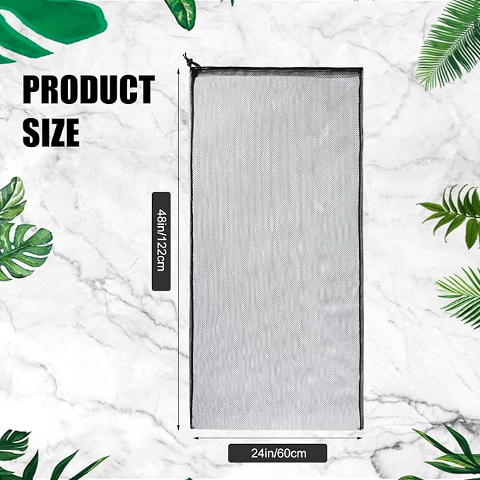 6 Pcs large Mesh Bag 24 x 48 inch Ball Mesh Drawstring Storage Sports Equipment Bag for Balls Beach