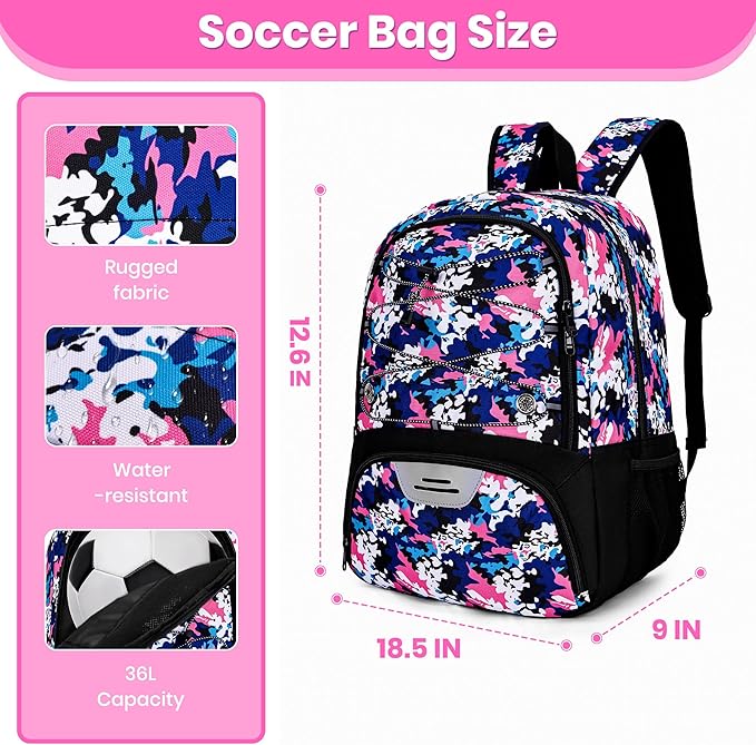 Youth Soccer Bag-Soccer Backpack&Backpack for Football Basketball,with Ball Compartment Separate Cleat Package