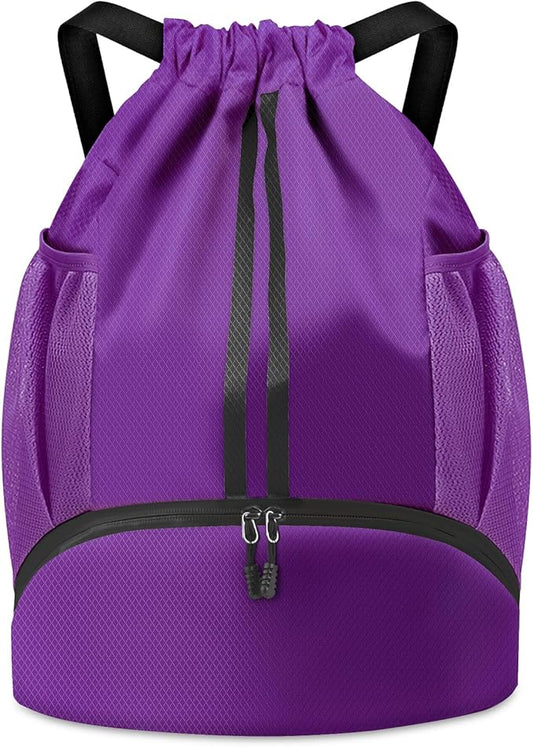 BROTOU Soccer Bags, Football Backpack, Volleyball Bag, Drawstring Backpack with Ball and Shoe Compartment, Football bags for Equipment Swim Gym Bag