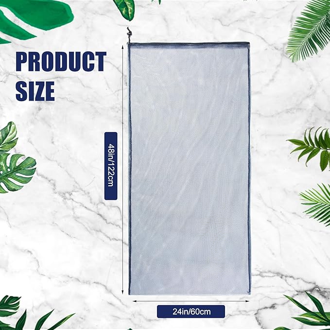 6 Pcs large Mesh Bag 24 x 48 inch Ball Mesh Drawstring Storage Sports Equipment Bag for Balls Beach