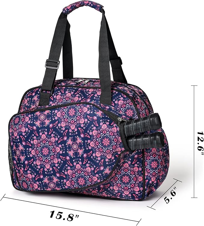 Boulder Bee Pickleball Bags, Premium Pickleball Tote Bag for Girls, Women’s Hand/Shoulder Gym Bag w Water Bottle Holder, with Pickleball Racquet/Paddle Holder