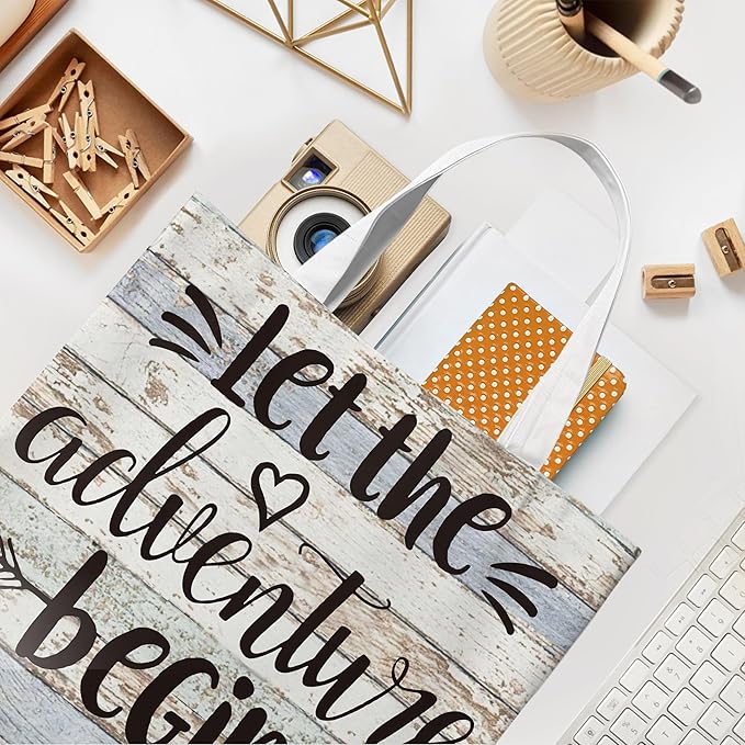 WAlTPl Camping Tote Bag, Camping Gifts for Women Men，RV Camper Travel Canvas Tote Bag, Reusable Grocery Cloth Bags