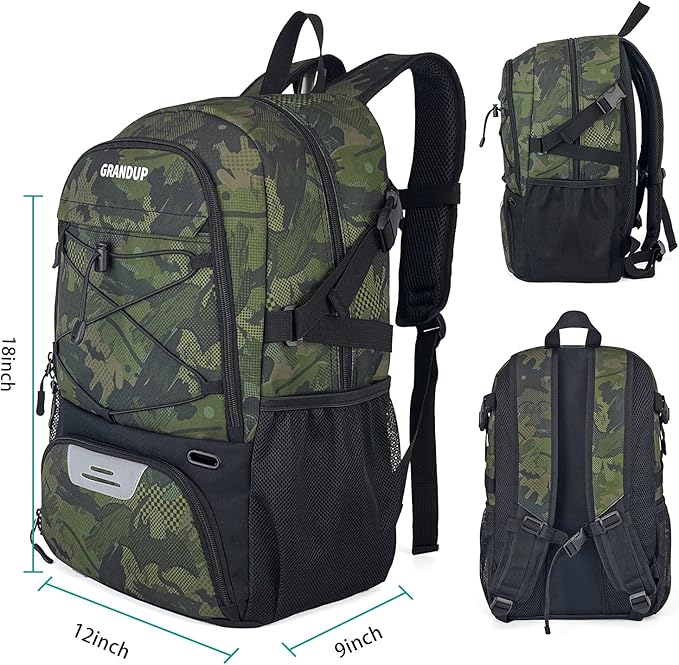 GRANDUP Basketball backpack with ball and shoes compartment Fit Volleyball, soccer, Swim, Gym, Travel, and School, large capacity sports training equipment bags