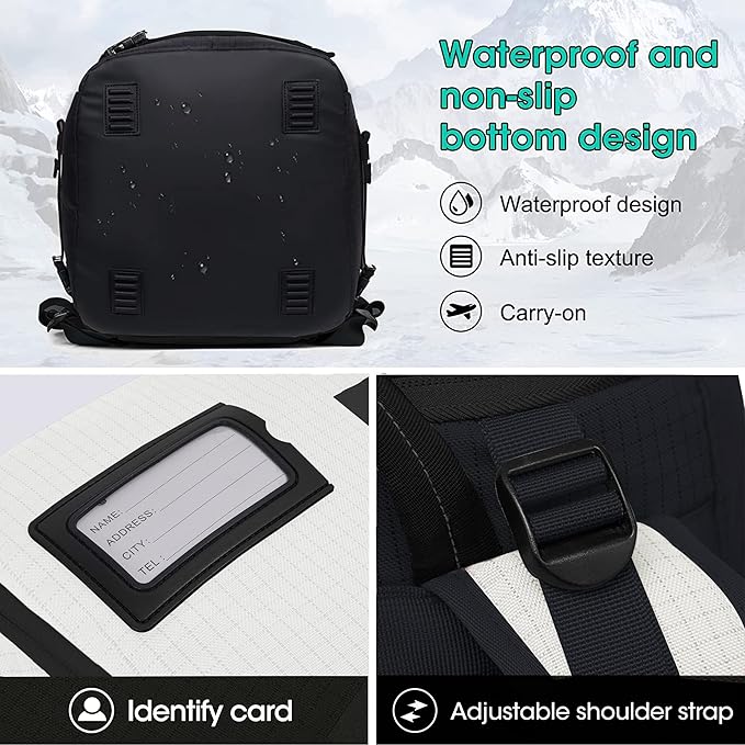 Ski Boot Bag, 55L/70L Waterproof Ski and Snowboard Boots Travel Backpack for Skis, Snowboard, Ski Helmet, Goggles, Gloves & Accessories