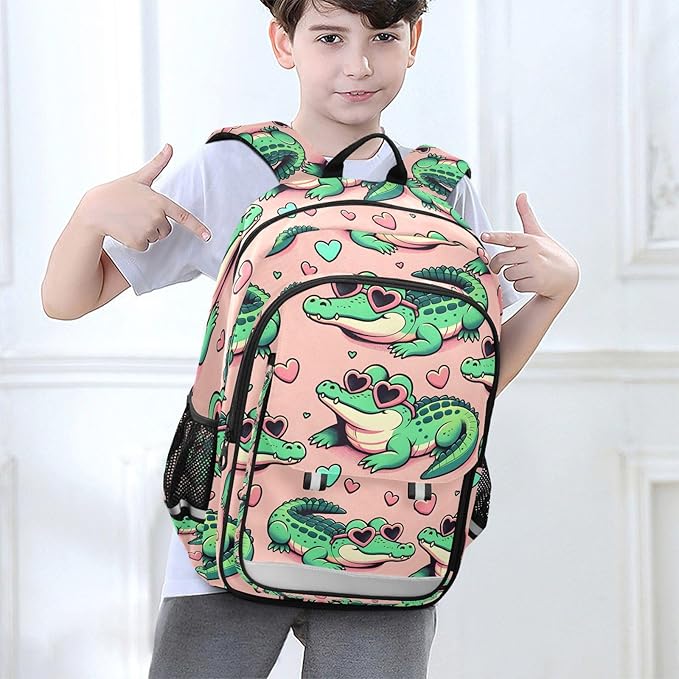 Alligator Crocodiles Laptop Backpack Purse for Women Men School Bag 17 Inch Bookbag Student Boys Girls Travel Casual Daypack