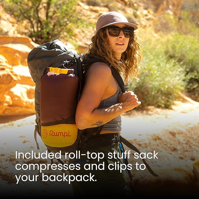 Rumpl Backcountry Puffy Blanket - Packing Comfort Into Uncomfortable Places, 100% Recycled Polyester Insulation, Lightweight, Packable, Water Resistant, 52" x 75", Redwood