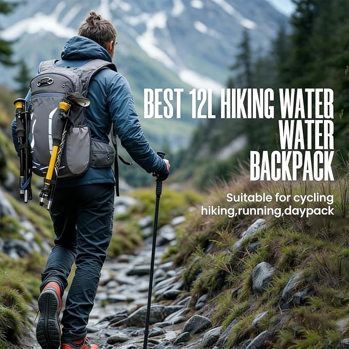 12L Hydration Backpack for Men Women,Lightweight Hydration Pack with 2L Water Bladder, Water Backpack for Cycling,Hiking,Rave,Biking and Running Outdoor Activities