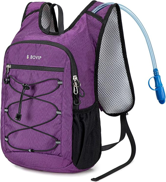 BOVIP Lightweight Hydration Back,15L Multipurpose Hiking Backpack with 1.5L Water Bladder ,Hydro Water Daypack for Cycling Hiking Rave for Men Women