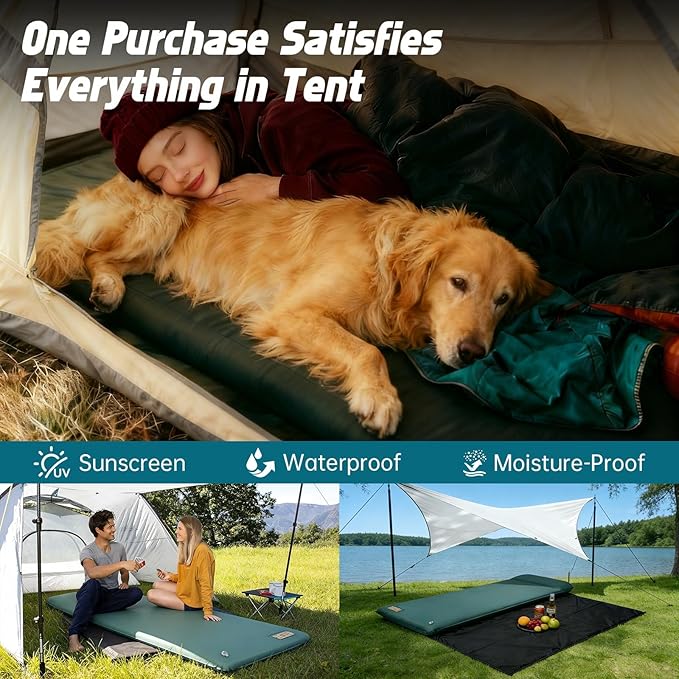 Self Inflating Camping Sleeping Pad with Electric Pump - 9.5 R-Value&3.2" Extra Thick Memory Foam Mat with Pillow, Packable for Camping, Backpacking&Car-Sleep (Includes Waterproof Camp-Pad)