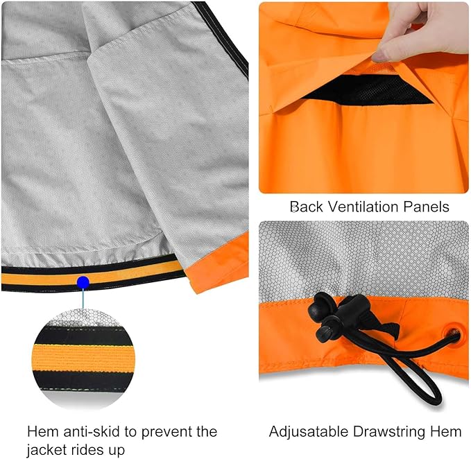 baleaf Men's Rain Jacket Waterproof Windbreaker Raincoat Running Cycling Hiking Gear Hood Lightweight Reflective Packable