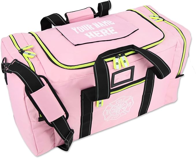 Lightning X Value Firefighter Turnout Gear Bag w/Maltese Cross and Custom Embroidered Name - PINK