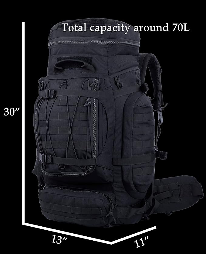 XMILPAX Large Military Backpack Army Rucksack Tactical MOLLE Pack for Camping Backpacking Hunting Bushcraft Adventure 70L…