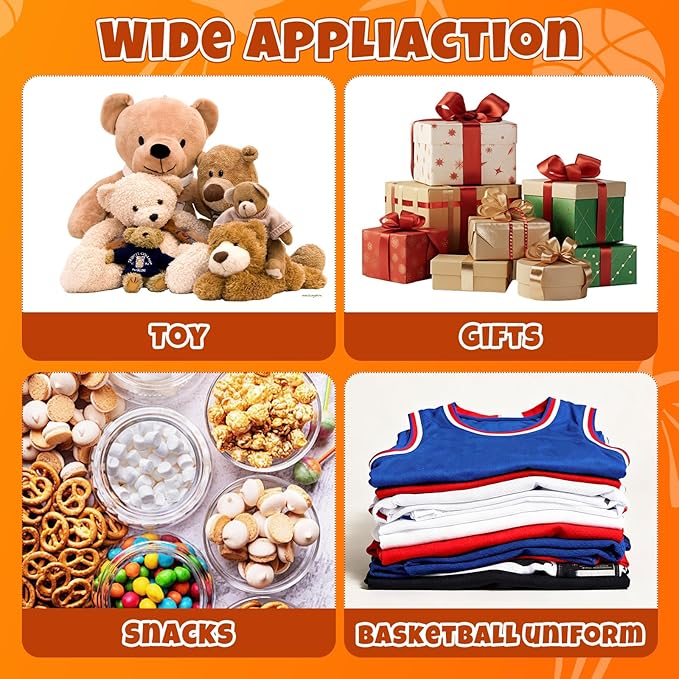 Extra Large Basketball Gift Bags, Jumbo Party Favor Bag with Handle, Large Capacity Non-Woven Pouch for Sports Supplies, Picnic, Beach, Gift Storage, Birthday, 19.7x15.8x5.9 Inch (2)