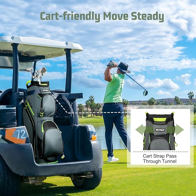 Cart Golf Bag 15 Way Organizer Divider Top Golf Club Bags Lightweight Golf Cart Bags for Men Women with Cooler, Rain Cover