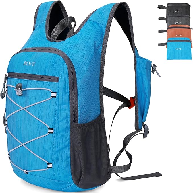 BOVIP 20L Hiking Backpack Lightweight Packable Hiking Daypack Small Travel Outdoor Foldable Shoulder Bag Blue