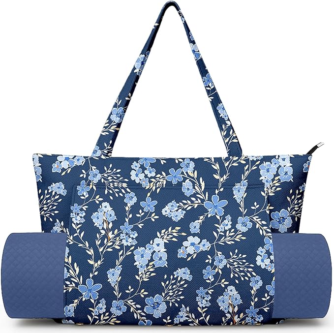 Adalore Women's Yoga Bag with Yoga Mat Carrier - Large Mat Pocket Fitness Tote for Pilates, Gym, Travel, Office & Beach