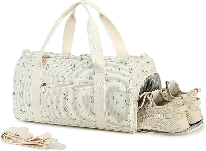 BTOOP Duffle Bag for Gym Sports Women Girls Workout Travel Bag Weekender with Shoe Compartment and Wet Pocket