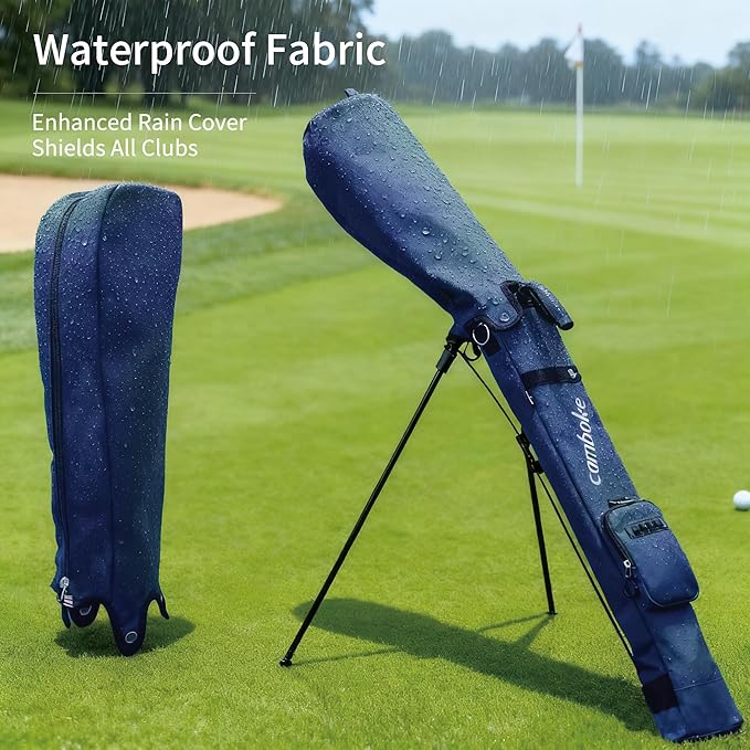 Camboke Lightweight Golf Stand Bag, Portable and Durable Golf Carry Bag with Padded Strap and Pocket, Sunday Bag for The Driving Range, 2-Way Divider Practice Bag for Men and Women