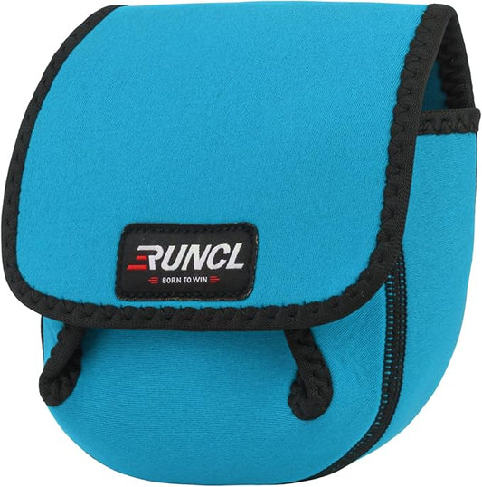 RUNCL Spinning Reel Bag – Protective Storage Pouch for Baitcasting Reels & Spinning Reels, Lightweight & Durable, Ideal for Freshwater & Saltwater Fishing Trips (Sky Blue& Black)