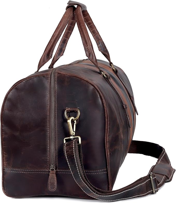 Genuine Leather Duffel Travel Overnight Weekend Leather Bag Sports Gym Duffel Luggage Travel Bag For Men And Women travelling cabin duffle Bags 24 Inch (retro)