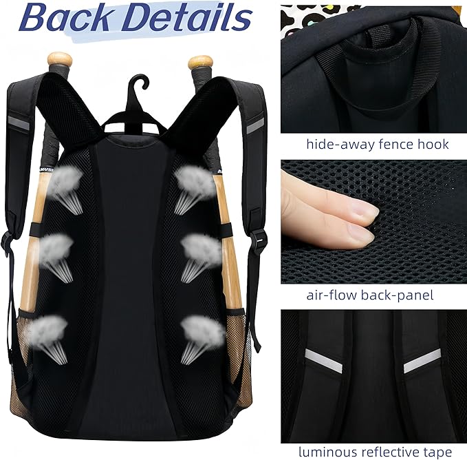 Youth Baseball Bag with Vented Shoe Compartment, Softball Bat Bag for Batting Mitten, Helmet, Teeball Gear - Adult Boys Girls Kids