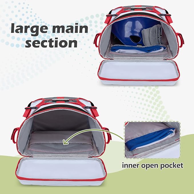 Youth Baseball Bag for T Ball, Rec and Travel Ball, Softball Bag with Helmet Holder and Fence Hook