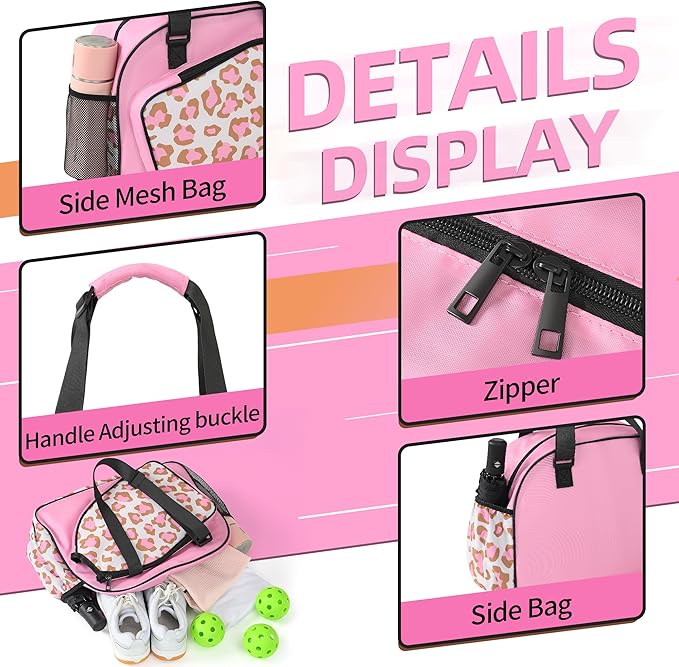 Boulder Bee Pickleball Bags, Premium Pickleball Tote Bag for Girls, Women’s Hand/Shoulder Gym Bag w Water Bottle Holder, with Pickleball Racquet/Paddle Holder