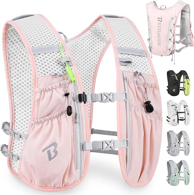 BECOJADDE Running Vest Hydration Backpack for Men Women, 5L Lightweight Running Backpack Hydration Pack for Marathon, Trail, Cycling, Hiking, Jogging