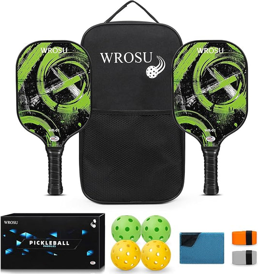 Carbon Fiber Pickleball Paddles Set of 4 or 2 Rackets,USAPA Approved Pickleballs Equipment with Balls,Bag,Accessories,Carbon Fiber T300 Lightweight Pickleball Racquet Set for Men,Women,Kids,Adults